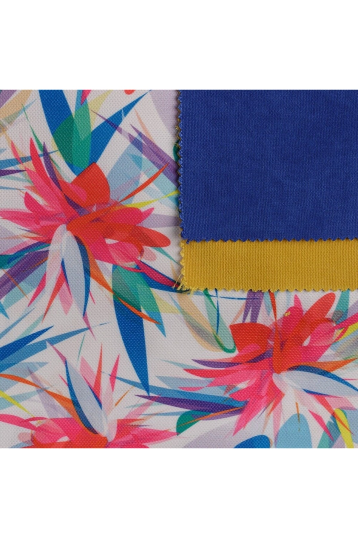 Beyaz Zemin Üzerine Baskılı Modern Kırmızı Mavi Zambak Desen Dokuma Dijital Baskılı Petek Kumaş