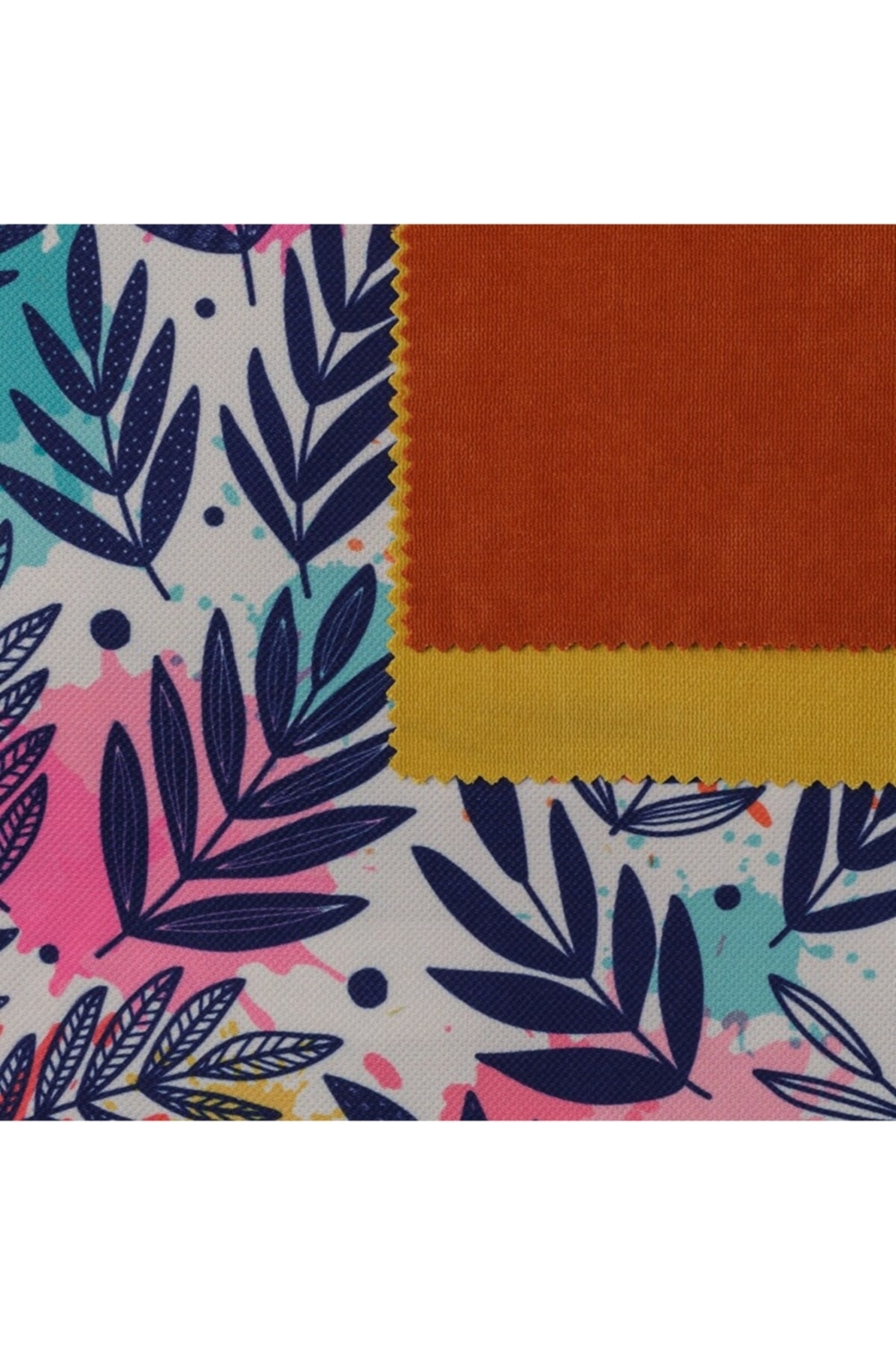 Fuşya Turuncu Sarı Renkli Modern Desen Dokuma Dijital Baskılı Petek Kumaş