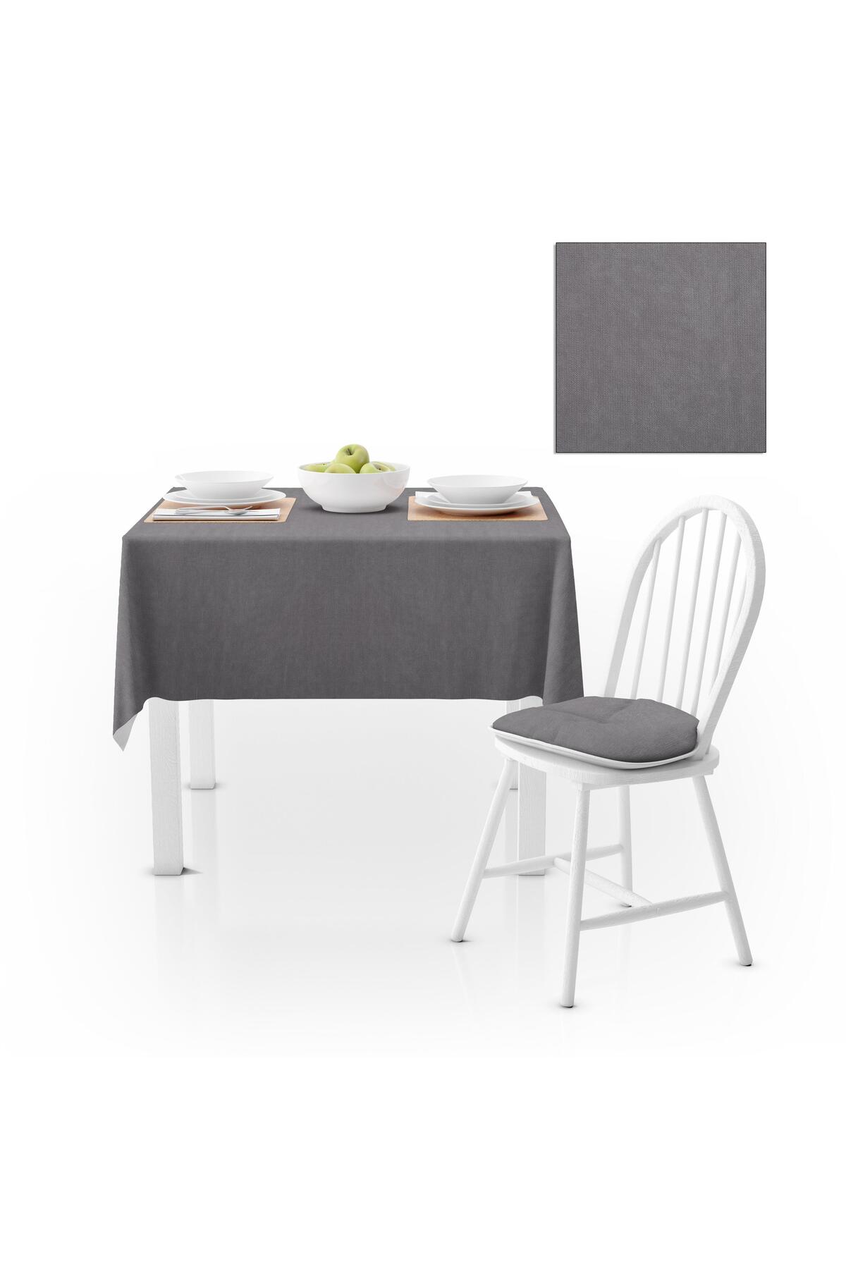 Gri Düz Renk Petek Dokuma Masa Örtüsü 140x260