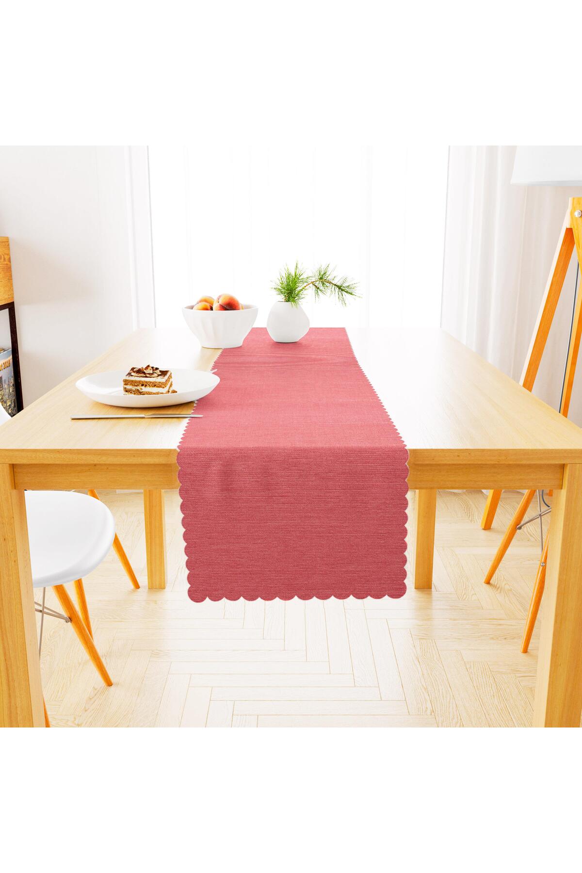 Gül Rengi Kadife Dokulu Runner 40x180