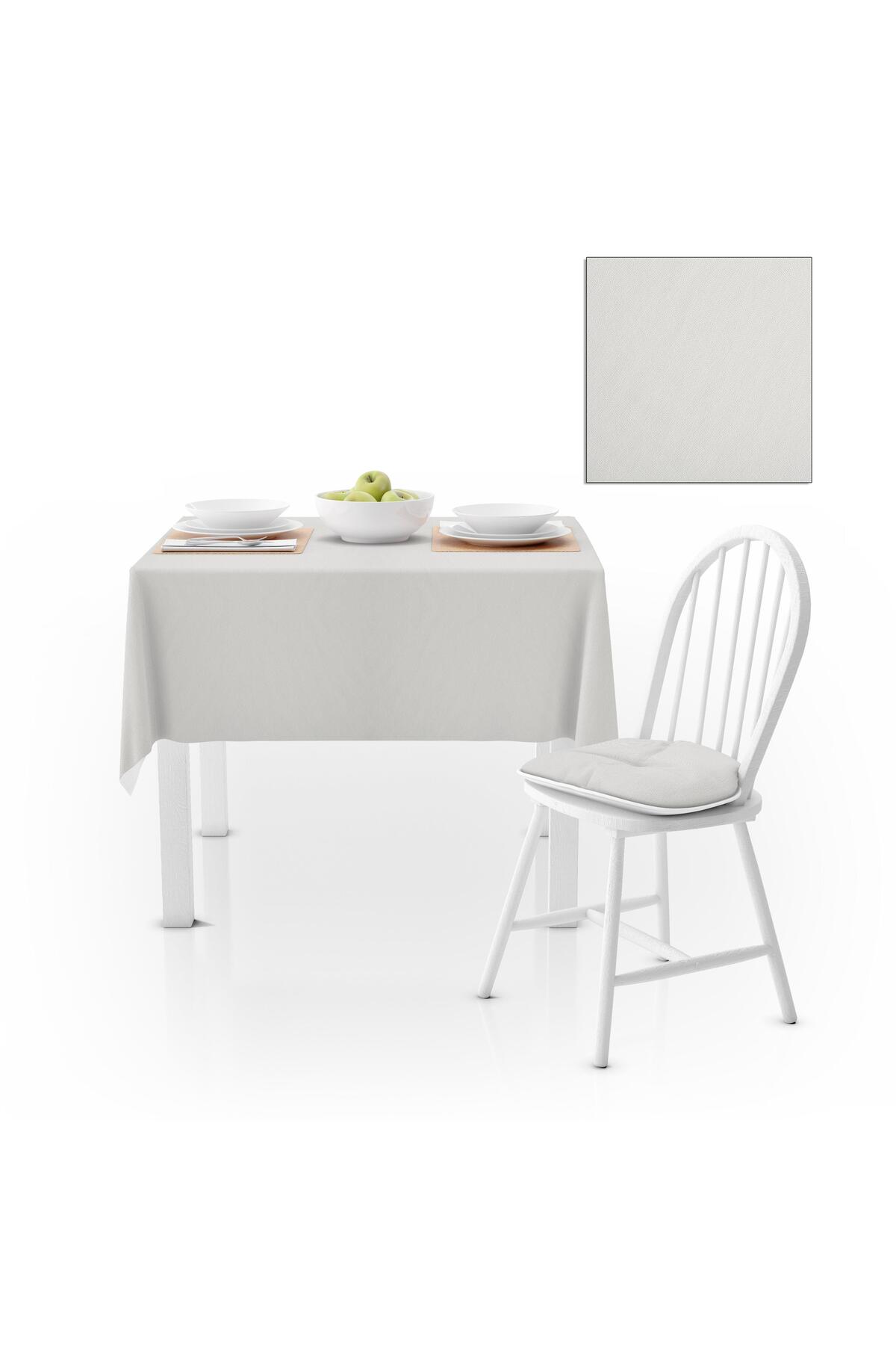 Beyaz Düz Renk Petek Dokuma Masa Örtüsü 140x140