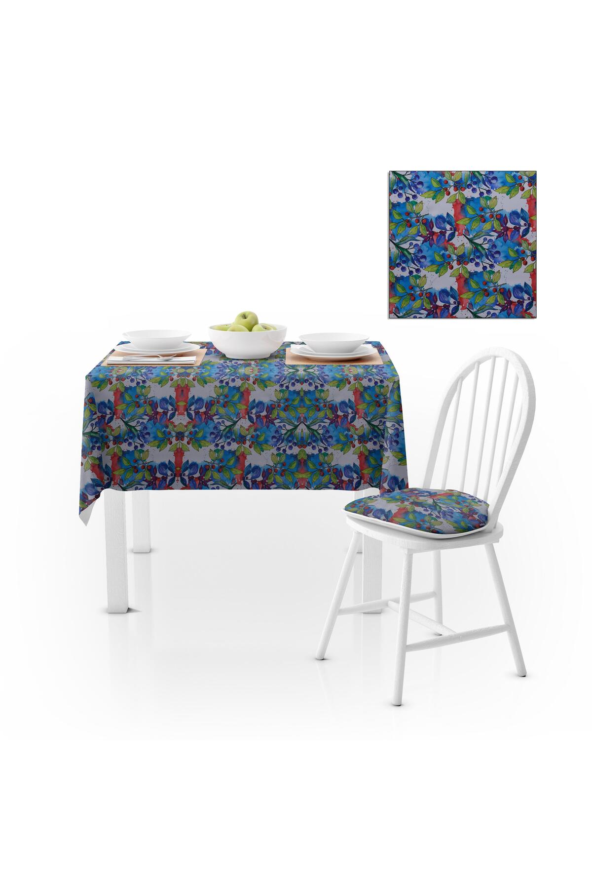 Kokina Sulu Boya Desenli Dijital Baskılı Petek Dokuma Masa Örtüsü 140x260