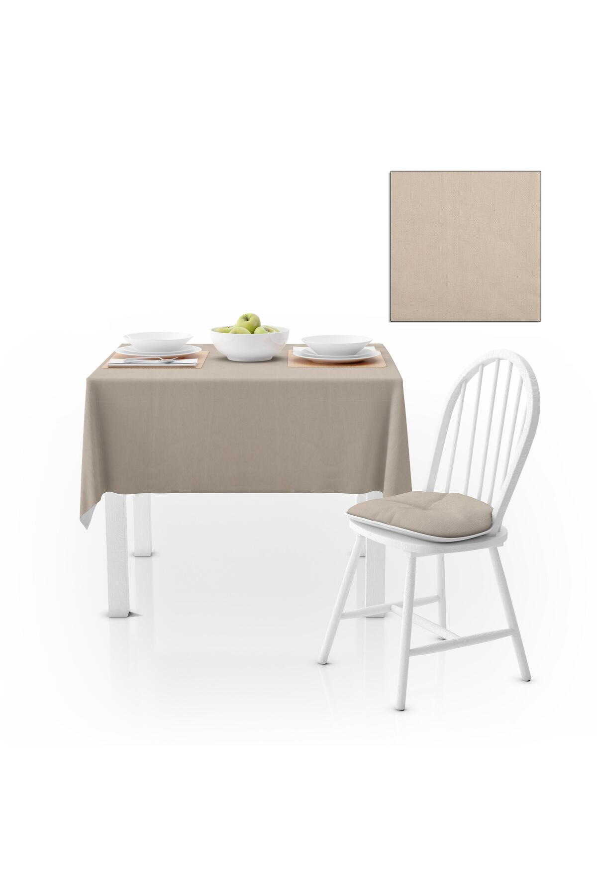 Krem Düz Renk Petek Dokuma Masa Örtüsü 120x140