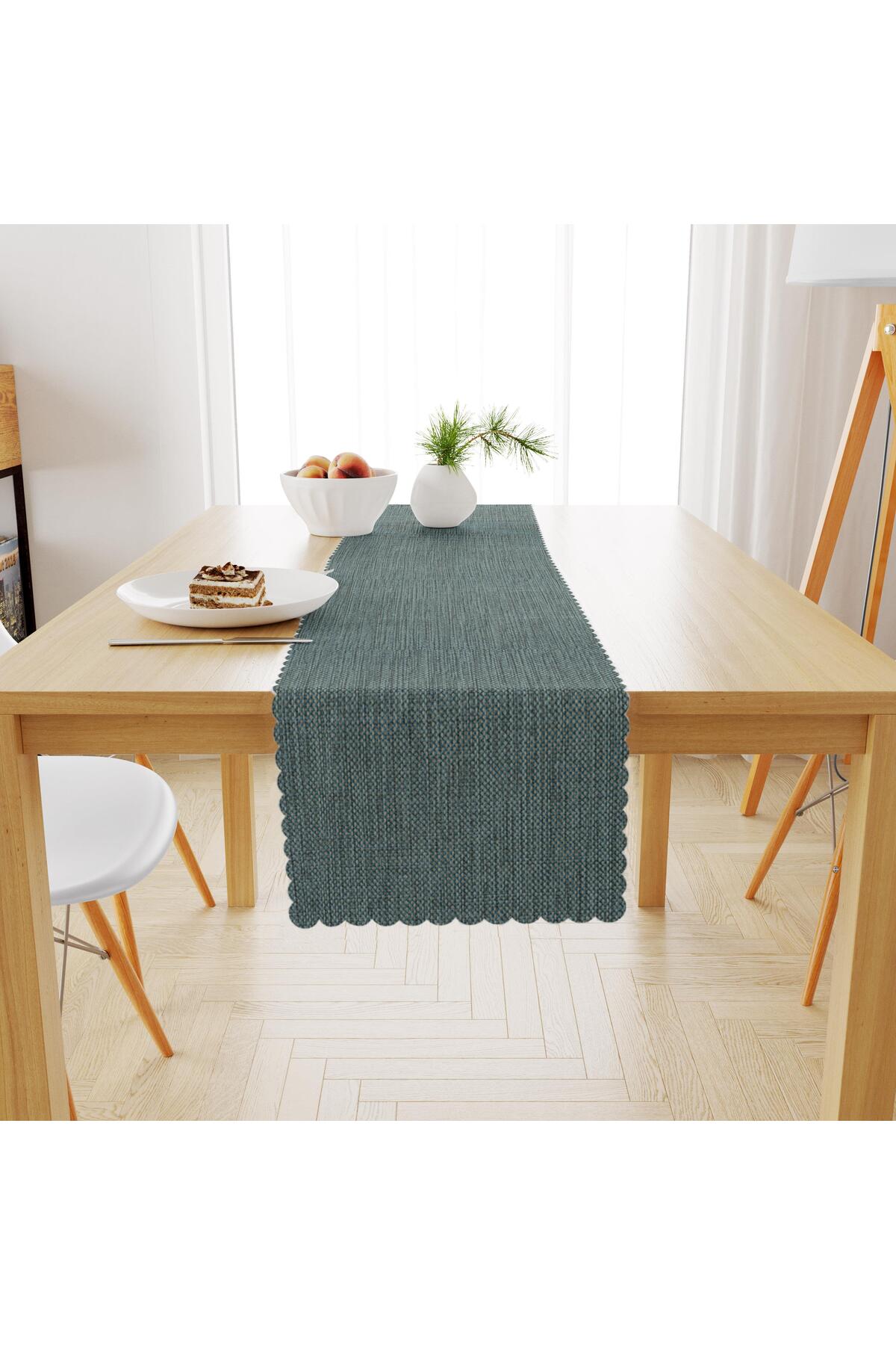 Mavi Keten Dokulu Runner 40x140 -8056-