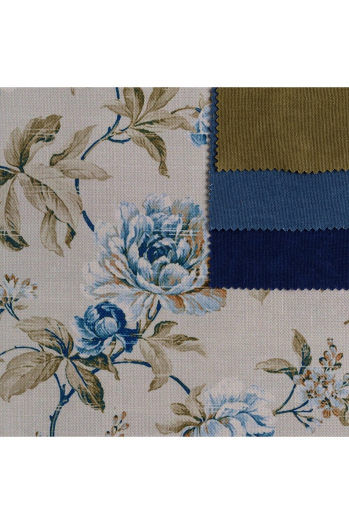 Mavi Vizon Çiçekli Eskitme Desen Dokuma Dijital Baskılı Petek Kumaş