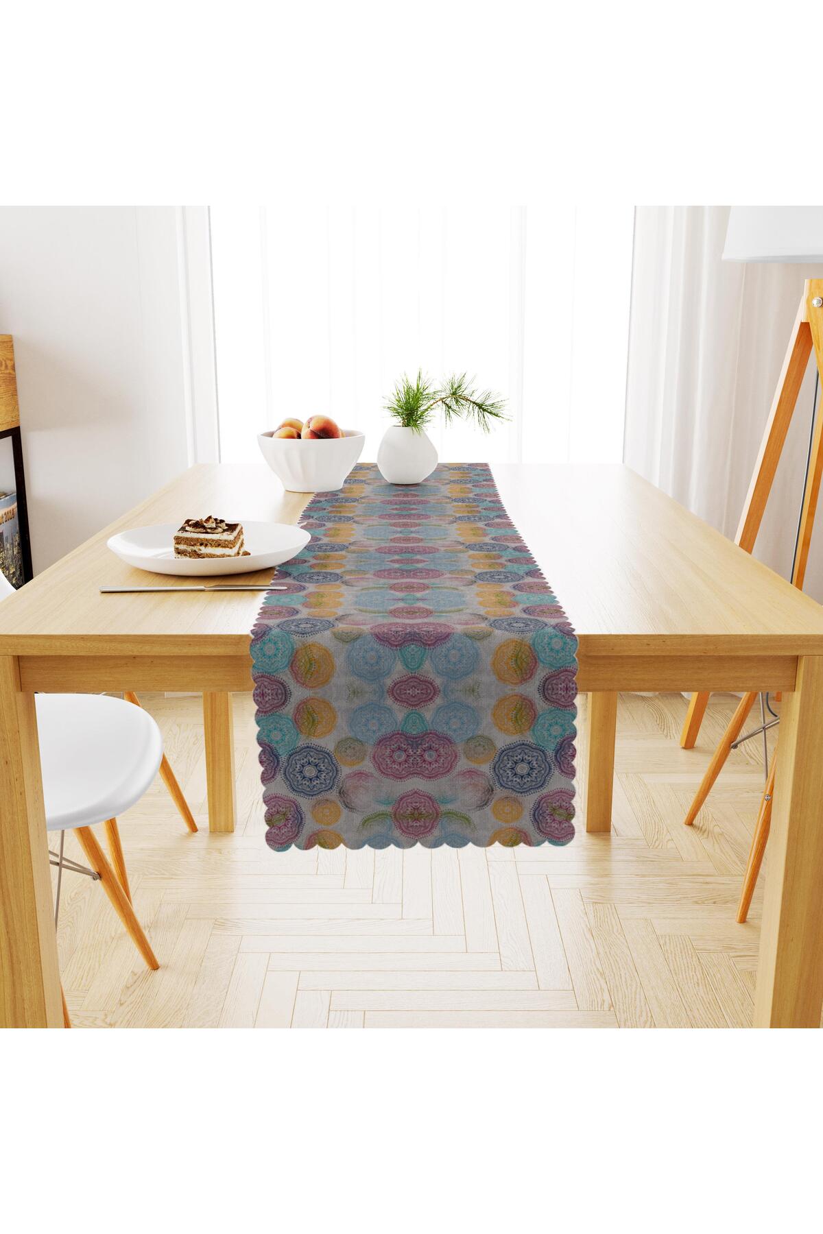 Motif Desenli Mürdüm Kavun İçi Dijital Baskılı Petek Dokuma Runner 40x140