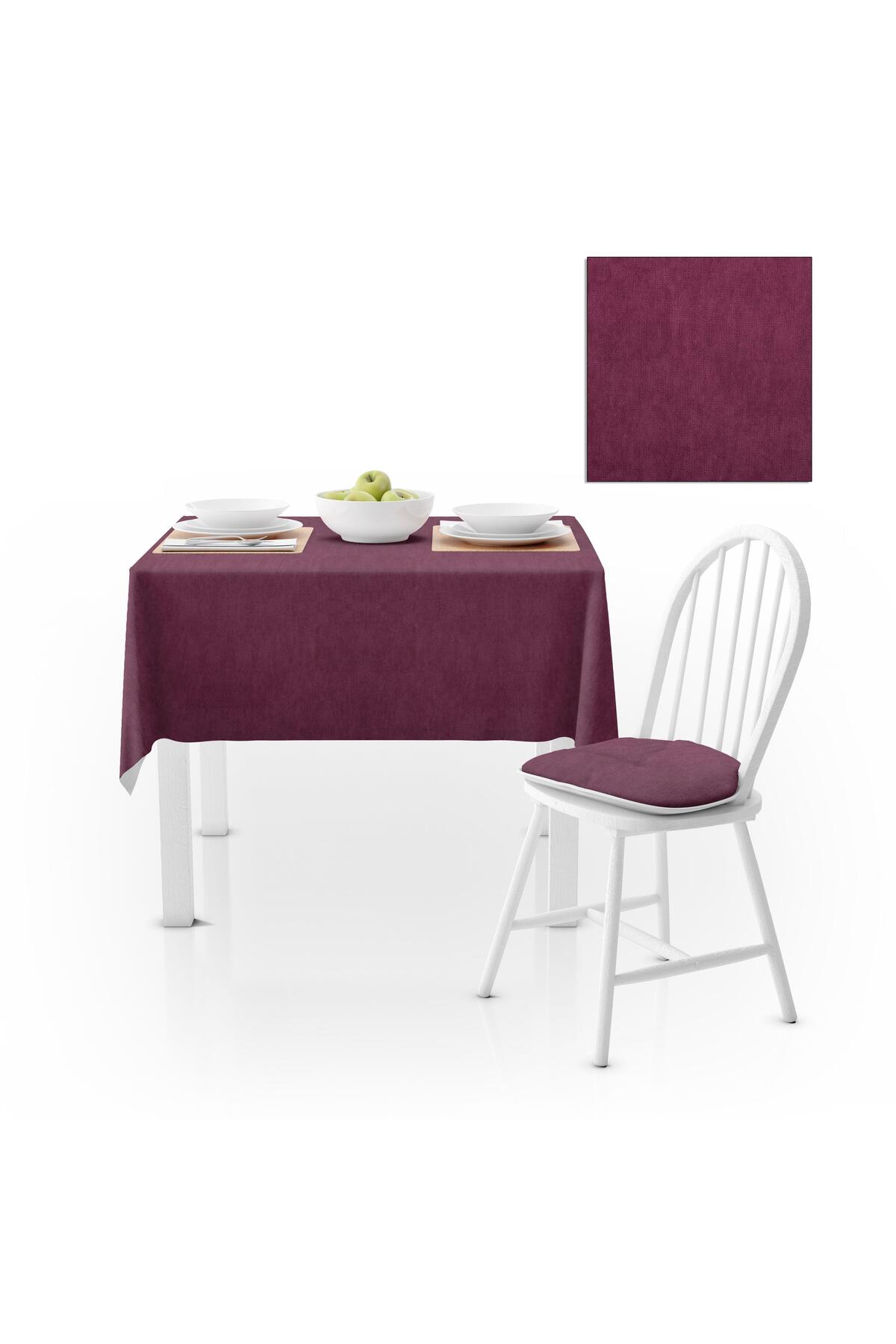 Mürdüm Düz Renk Petek Dokuma Masa Örtüsü 120x140