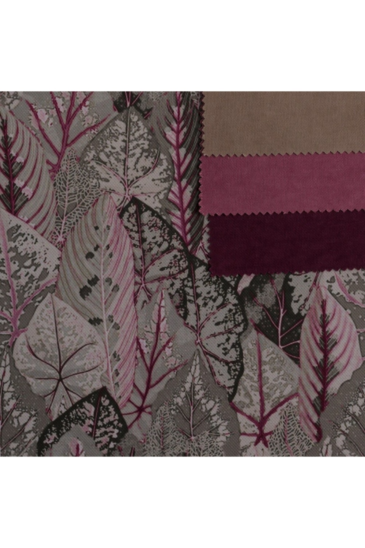 Pembe Vizon Yaprak Desen Dokuma Dijital Baskılı Petek Kumaş