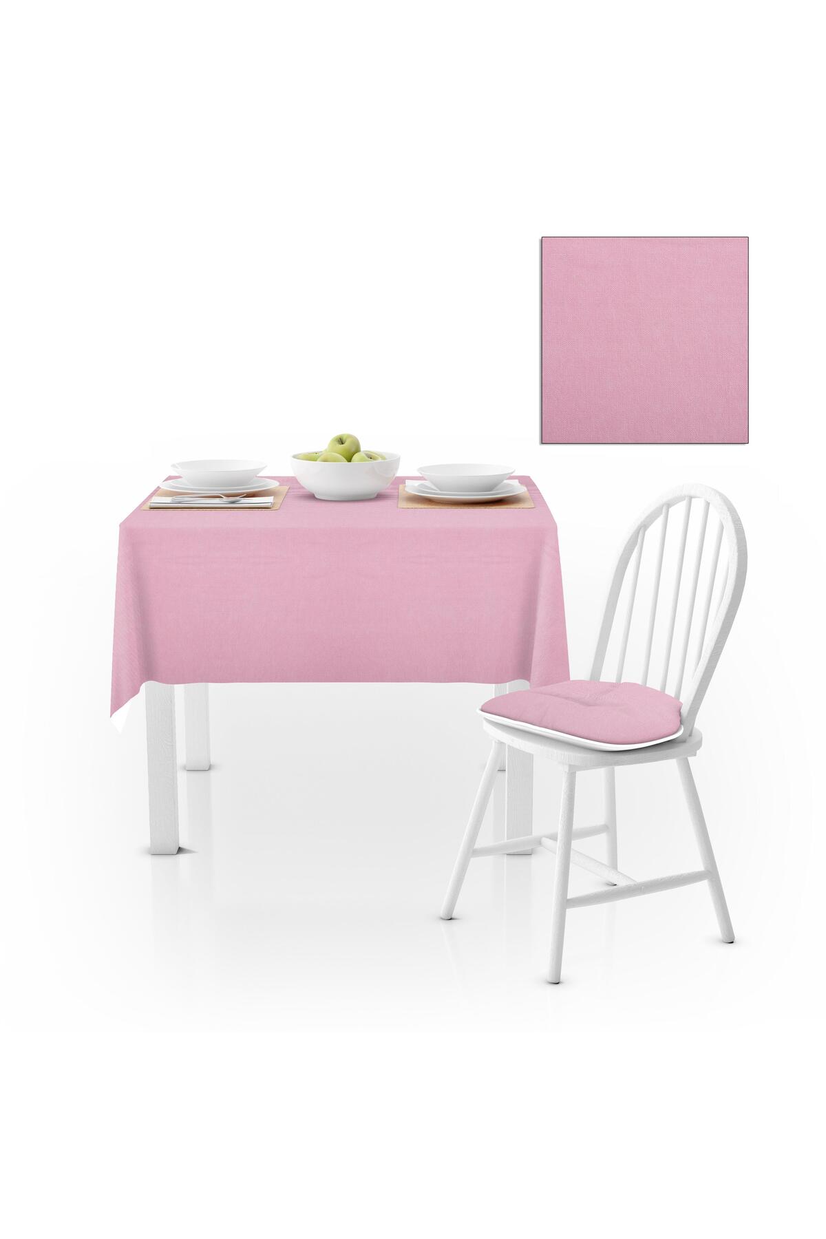 Şeker Pembe Düz Renk Petek Dokuma Masa Örtüsü 140x260