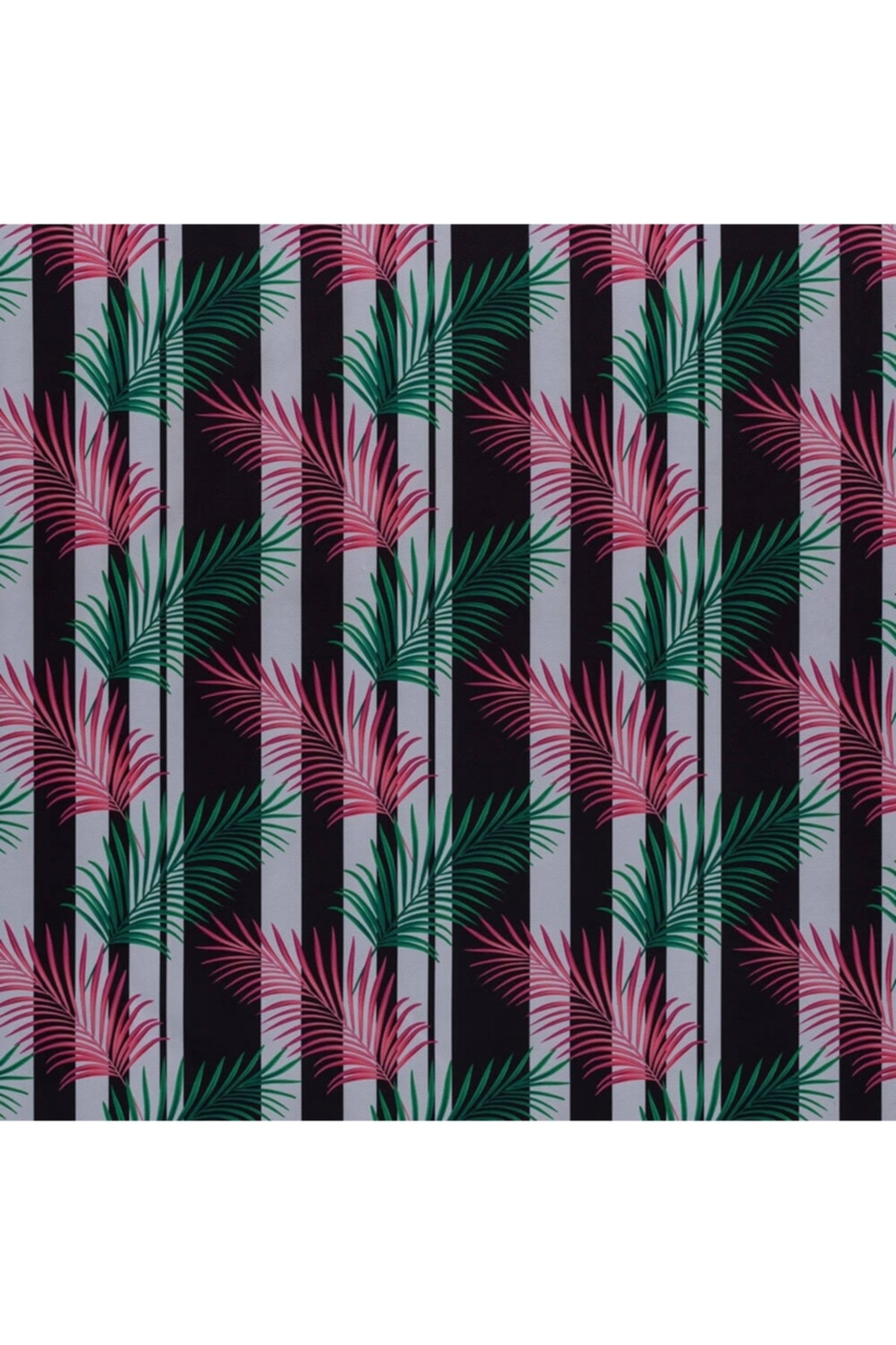 Siyah Beyaz Zemin Üzerine Modern Palmiye Desenli Dokuma Dijital Baskılı Petek Kumaş