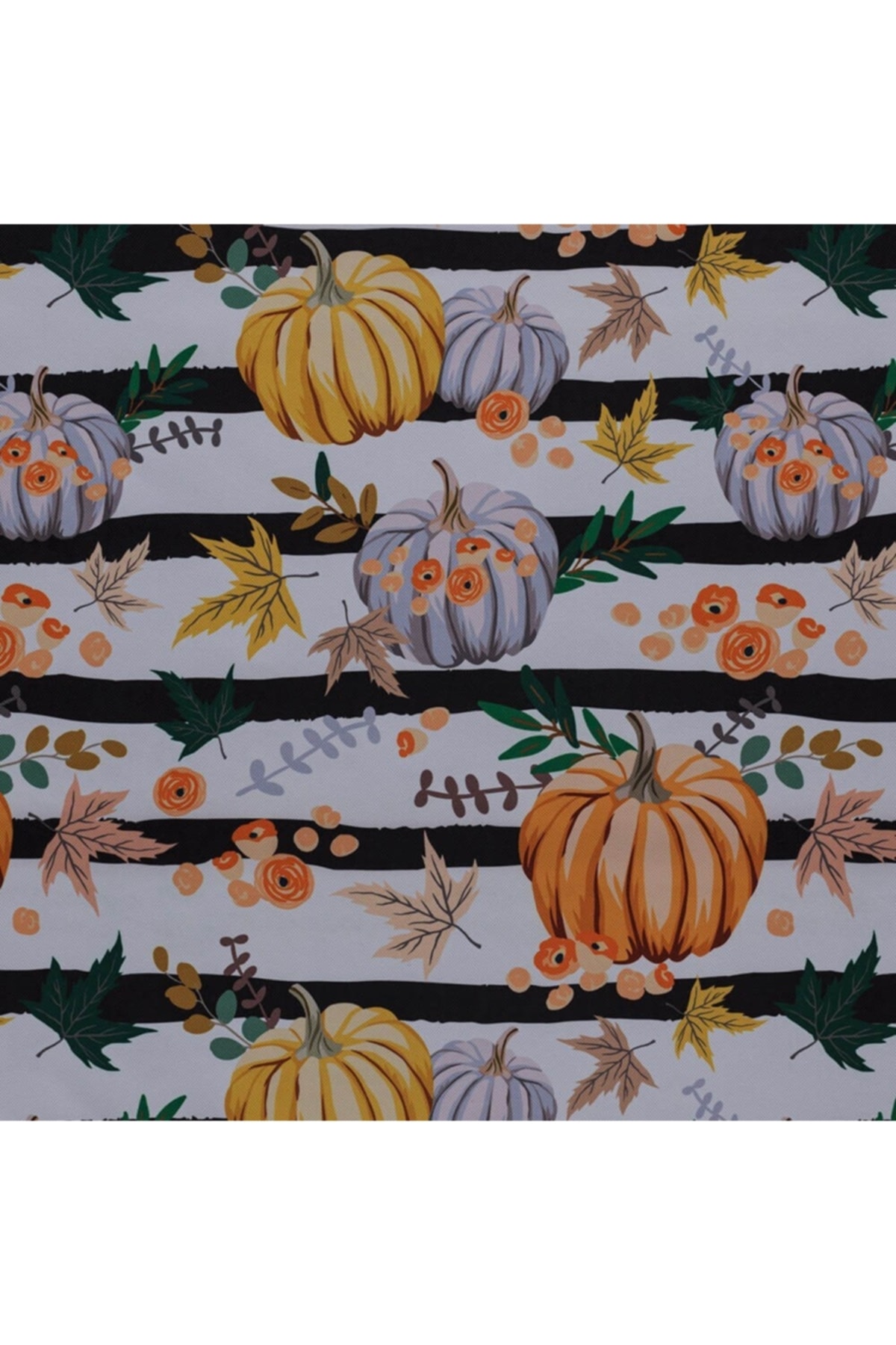 Siyah Çizgili Modern Bal Kabağı Desen Dokuma Dijital Baskılı Petek Kumaş