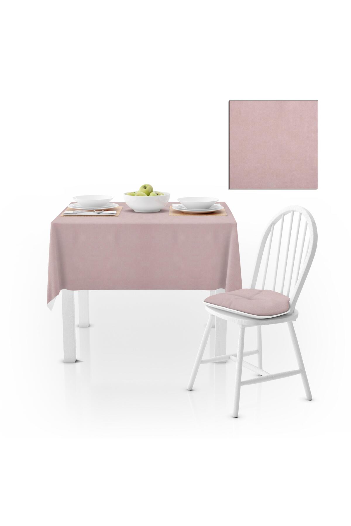Soft Pembe Düz Renk Petek Dokuma Masa Örtüsü 140x140