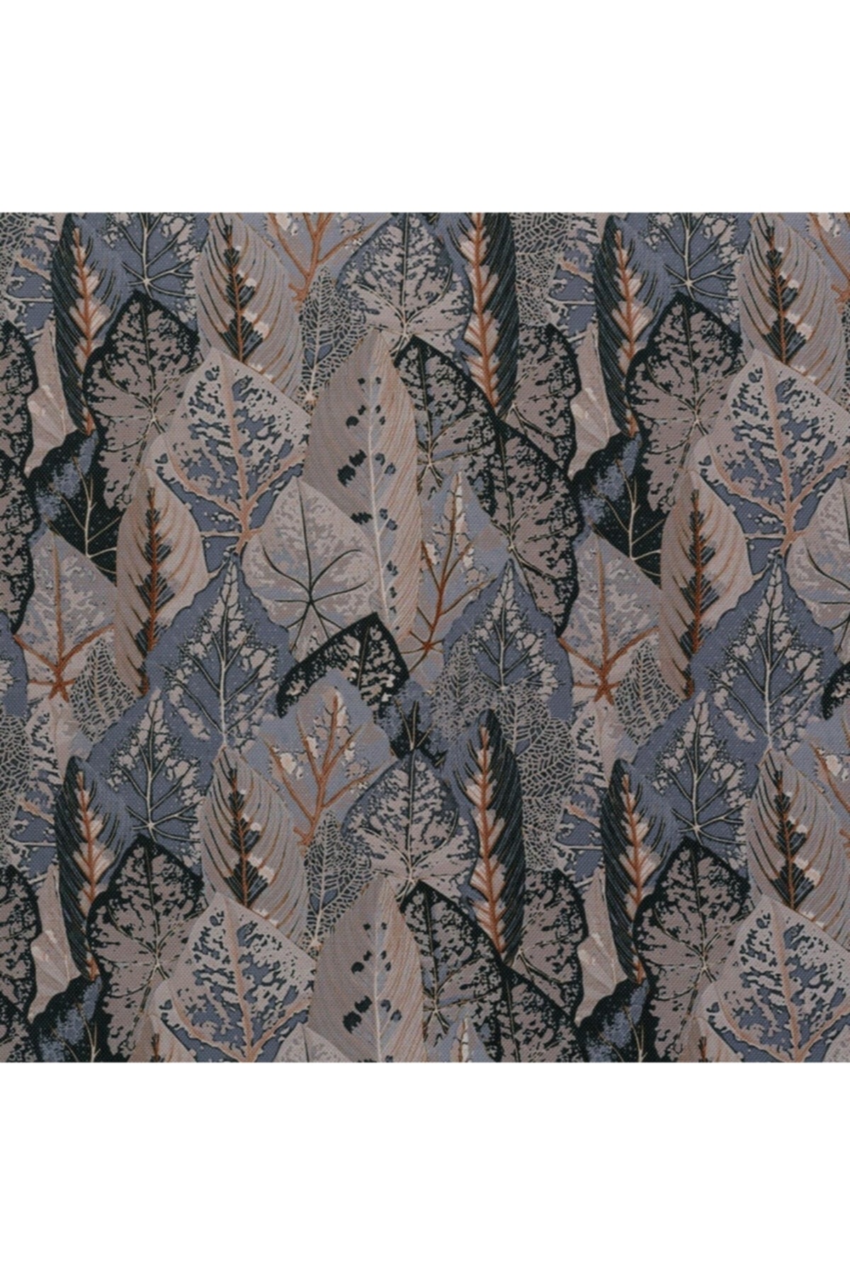 Vizon Antrasit Yaprak Desen Dokuma Dijital Baskılı Petek Kumaş