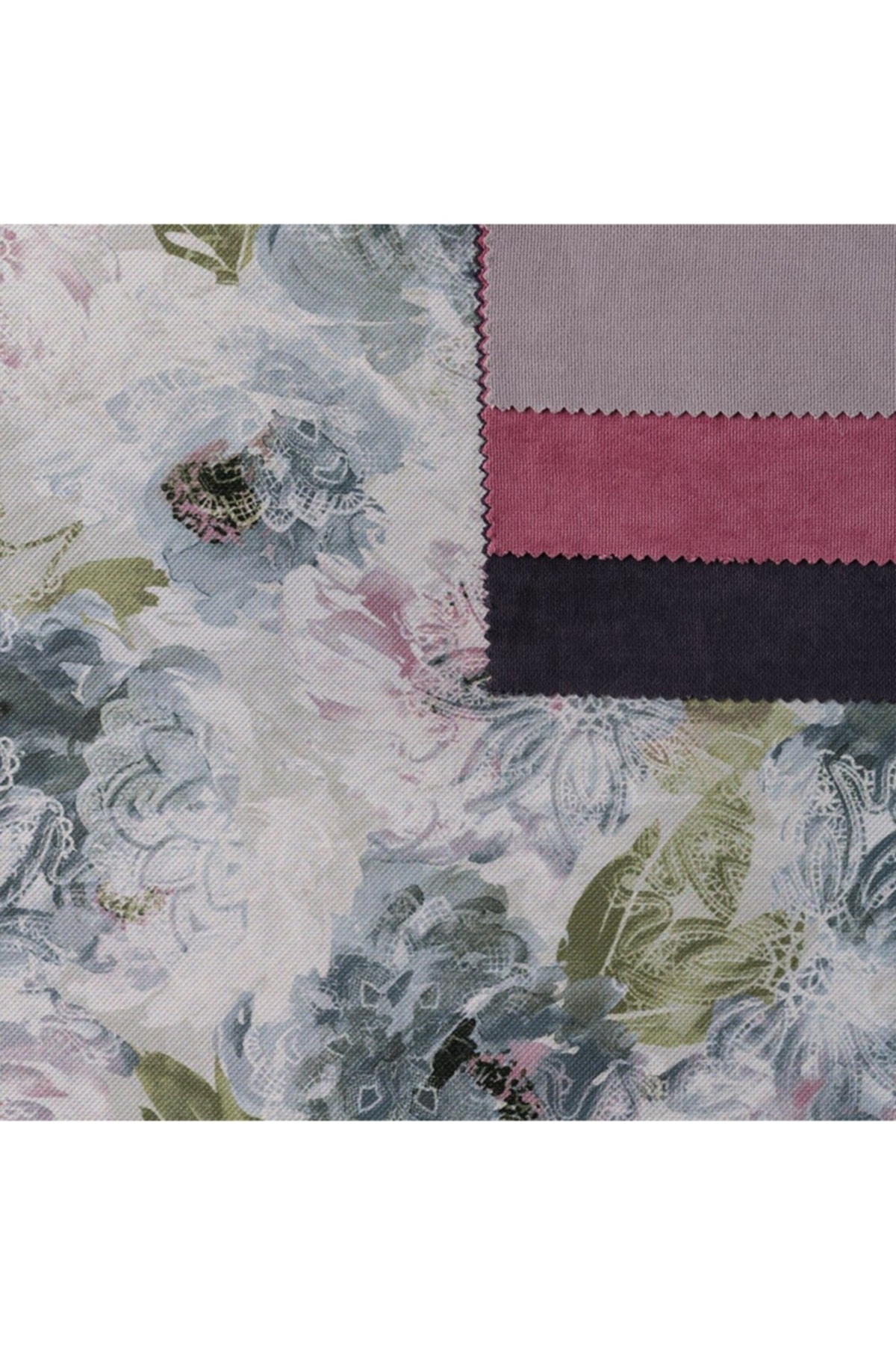 Vizon Kot Mavi Gül Desen Dokuma Dijital Baskılı Petek Kumaş