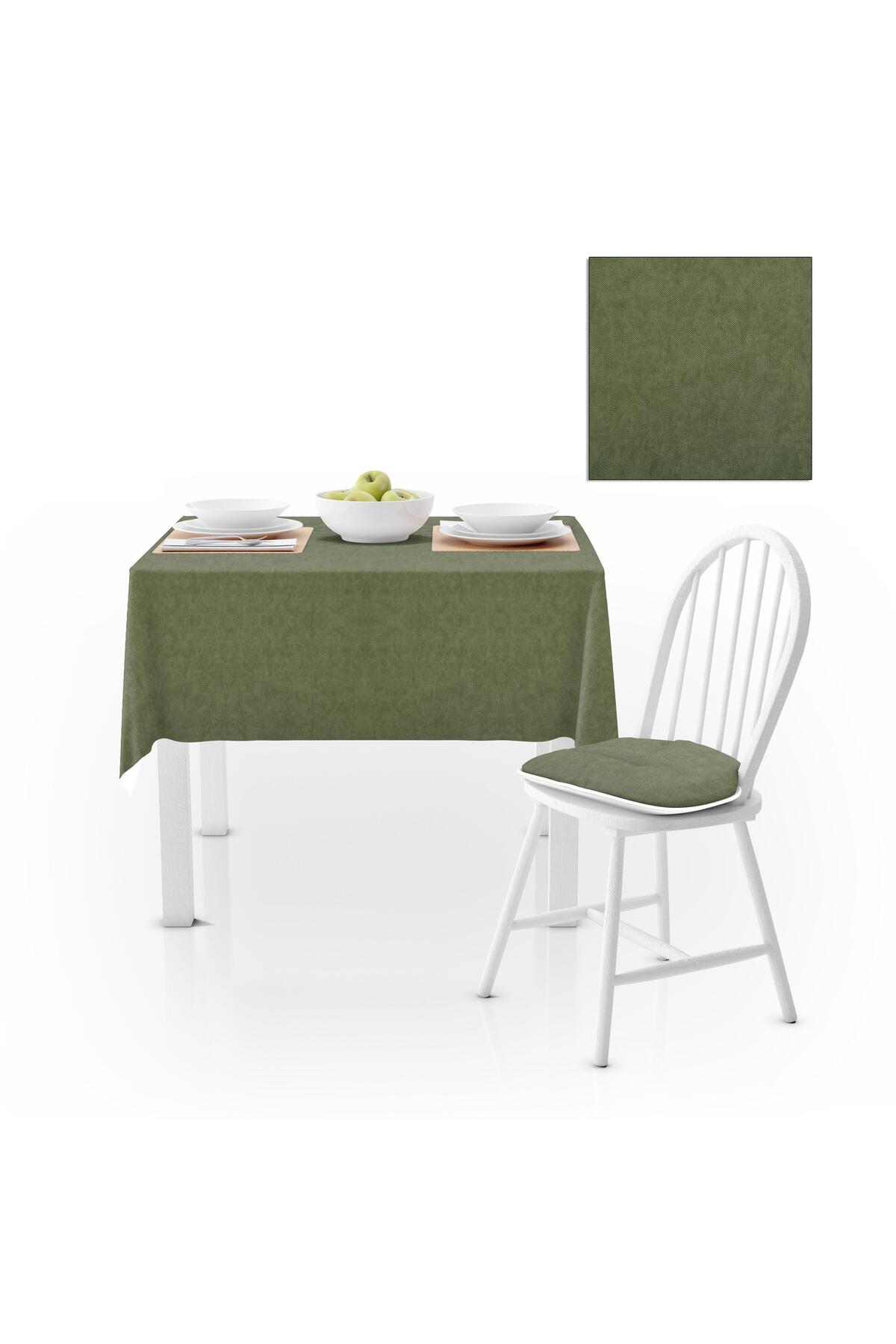 Yeşil Düz Renk Petek Dokuma Masa Örtüsü 120x140